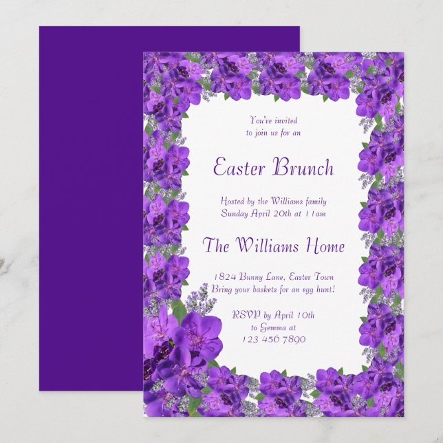 Fancy Floral Framed Easter Brunch Invitation (Front/Back)