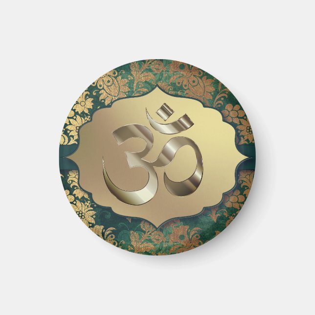 Fancy Floral Gold Om   Magnet (Front)