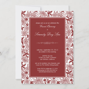 Fancy Floral Grand Opening Invitation (maroon)