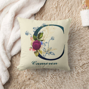 Fancy Floral Letter 'C' Cushion