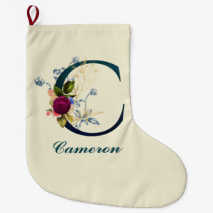 Fancy Floral Letter 'C'   Large Christmas Stocking