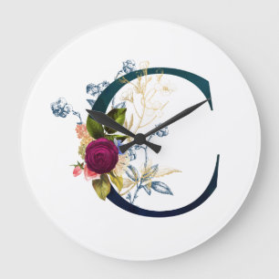 Fancy Floral Letter 'C' Large Clock