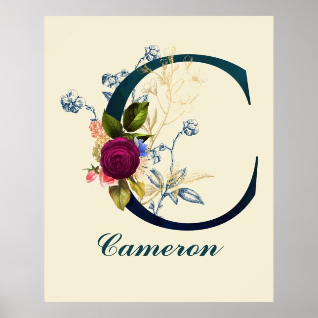 Fancy Floral Letter 'C' Poster (Front)