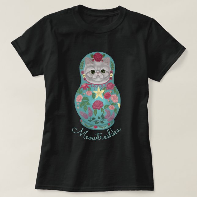 Fancy Floral Meowtreshka T-Shirt (Design Front)