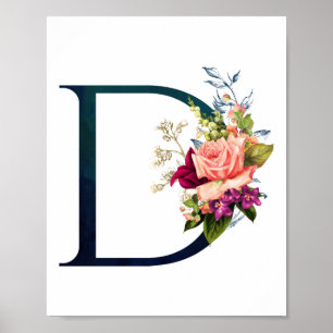 Fancy Floral Monogram Letter D   Poster