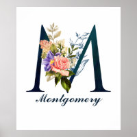 Fancy Floral Monogram Letter M
