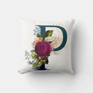 Fancy Floral Monogram Letter P Cushion