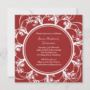 Fancy Floral Quinceanera Invite (red)