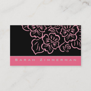 Fancy Floral Rose Pink Business Card