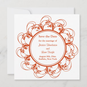 Fancy Floral Save the Date (orange)
