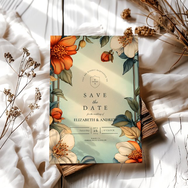 Fancy Floral Wedding Art Nouveau Save The Date (Creator Uploaded)