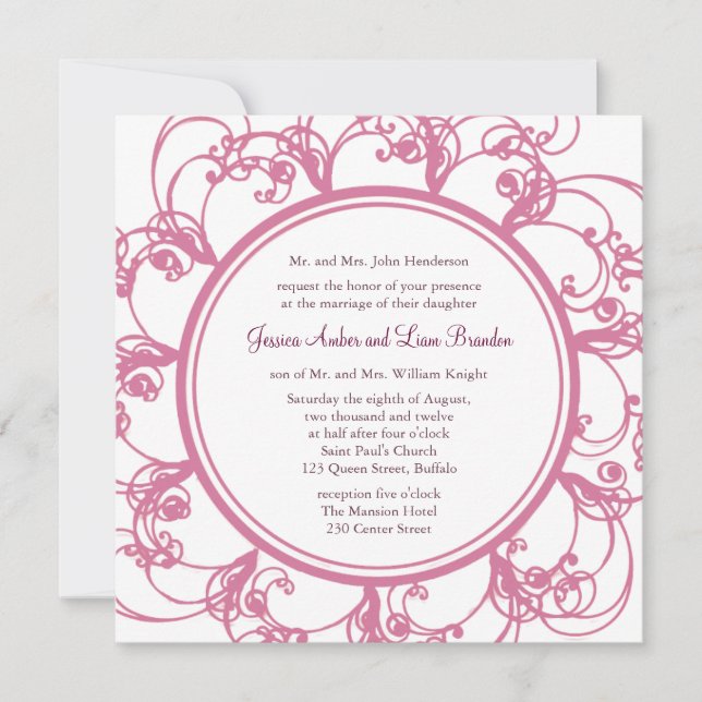 Fancy Floral Wedding Invitation (Front)