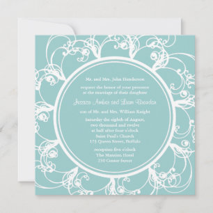 Fancy Floral Wedding Invitation (turquoise)