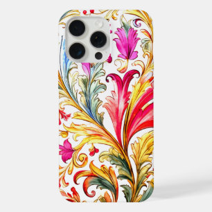 Fancy Florentine Design Watercolor Leaves iPhone 15 Pro Max Case