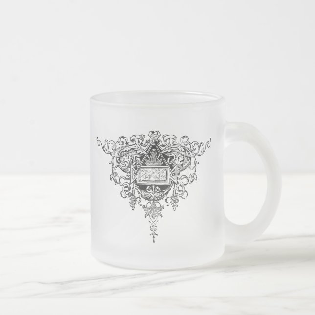 Fancy Flourish Frosted Glass Mug (Right)