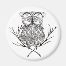 Fancy Flourish Owl Black and White