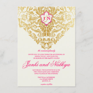 Fancy Flourishes Golden Indian Arabic Wedding Invitation