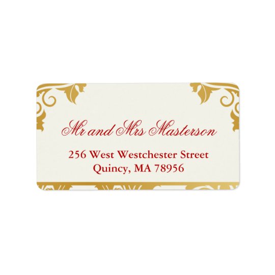 Fancy Flourishes Golden Indian Wedding Labes Address Label