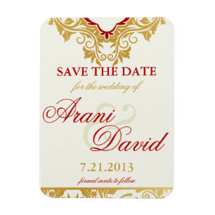 Fancy Flourishes Golden  Save the Date Magnets