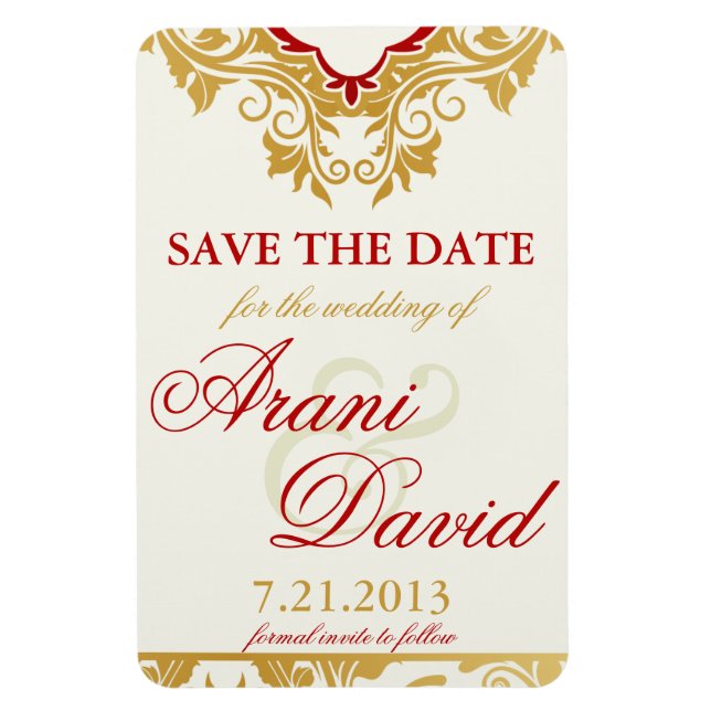 Fancy Flourishes Golden  Save the Date Magnets (Vertical)