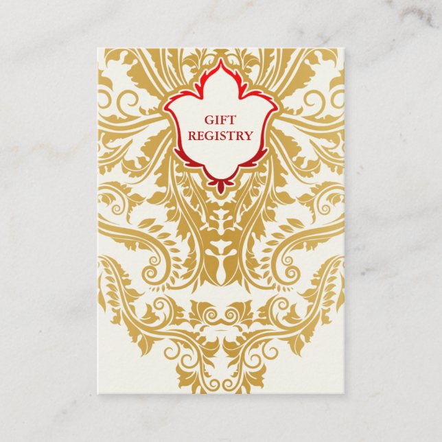 Fancy Flourishes Golden Wedding Gift Registry Card (Front)