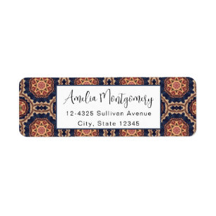 Fancy Flower and Star Shapes Pattern - Address