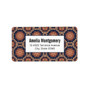 Fancy Flower and Star Shapes Pattern Address Label
