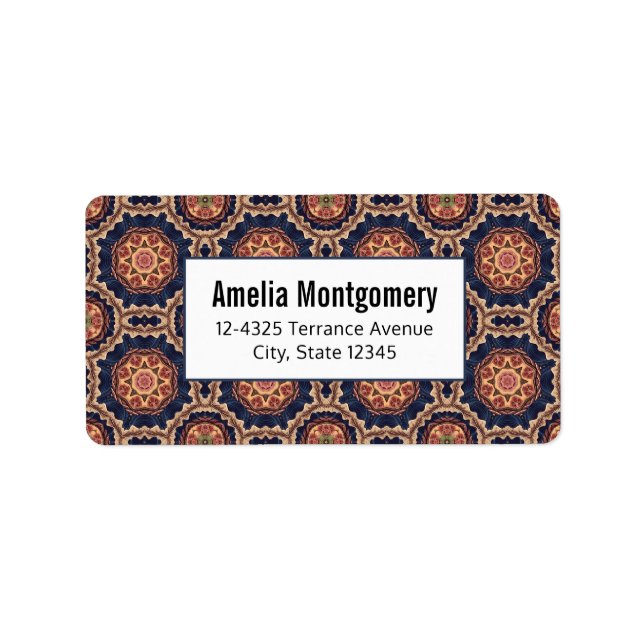 Fancy Flower and Star Shapes Pattern Address Label (Front)