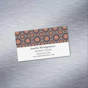 Fancy Flower and Star Shapes Pattern Magnetic Business Card