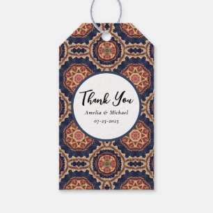 Fancy Flower and Star Shapes Pattern - Thank You Gift Tags