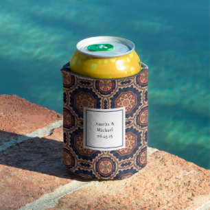 Fancy Flower and Star Shapes Pattern Wedding Can Cooler