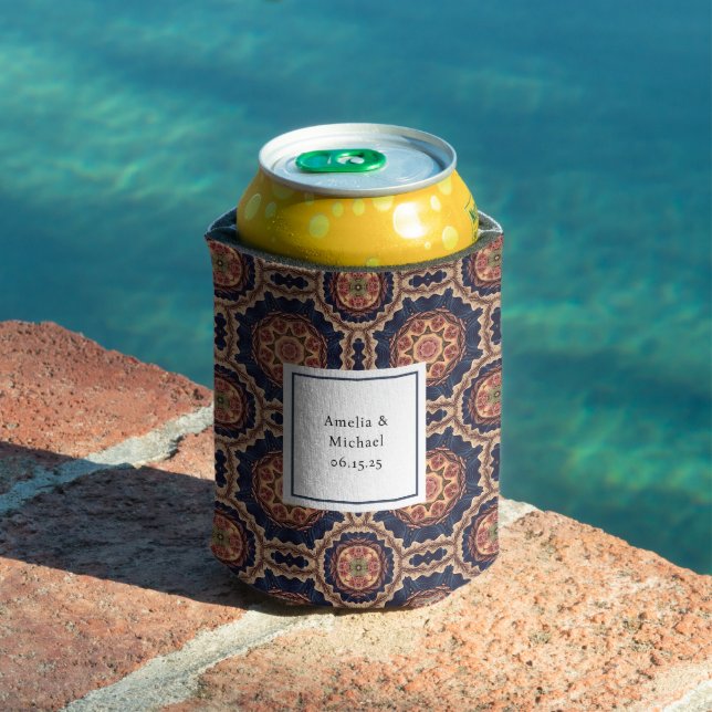 Fancy Flower and Star Shapes Pattern Wedding Can Cooler (In Situ Pool)