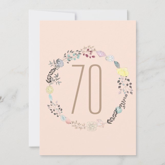 Fancy Flowers and Diamonds 70th Birthday Invitation (Back)
