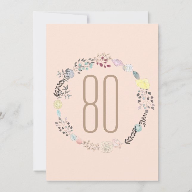 Fancy Flowers and Diamonds 80th Birthday Invitation (Back)