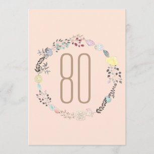Fancy Flowers and Diamonds 80th Birthday Invitation