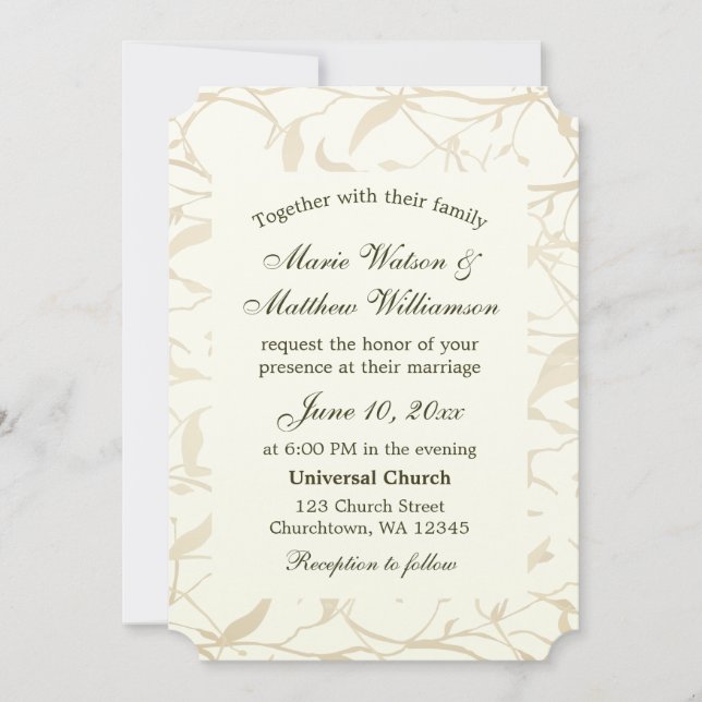 Fancy Foliage Wedding Invitation (Front)