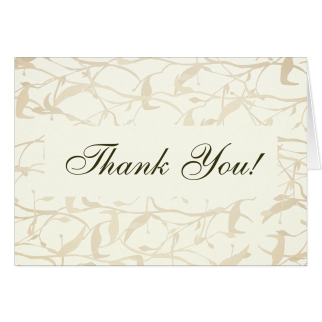 Fancy Foliage Wedding Thank You Card (Front Horizontal)