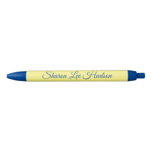 Fancy Font Blue & Yellow Blue Ink Pen