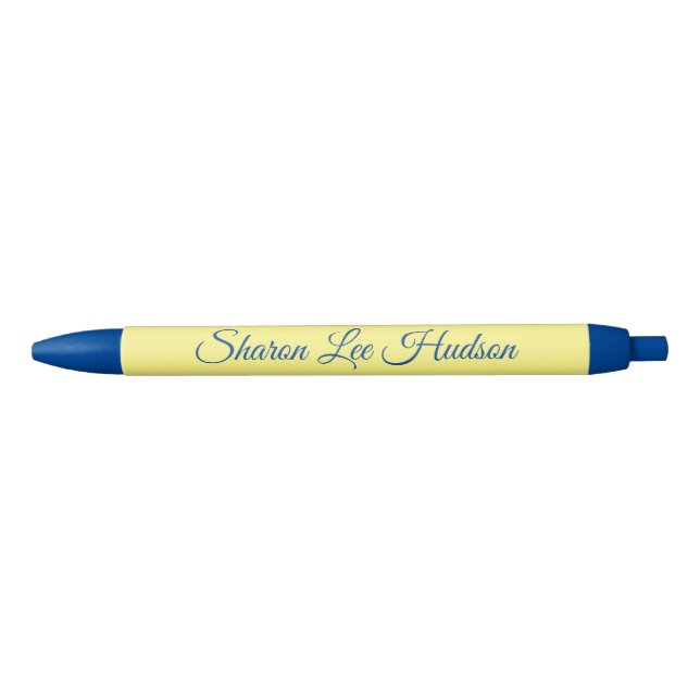 Fancy Font Blue & Yellow Blue Ink Pen (Front)