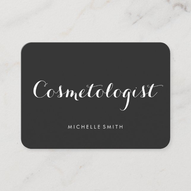 Fancy Font Minimalist Dark Grey Business Card (Front)