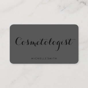 Fancy Font Minimalist Grey Black Business Card