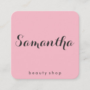 Fancy Font Minimalist Pink Square Business Card