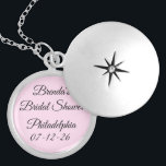 Fancy Font Pink Bridal Shower Locket Necklace<br><div class="desc">Bridal showers are a wonderful tradition in America.  This necklace commemorates that event.  Different event coming up? Don't like the letter style or colours?  You can make changes to suit your needs.  Customisable.  By Sharon Lee Hudson.</div>