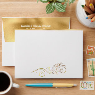 Fancy Formal White & Gold Invitation Envelope