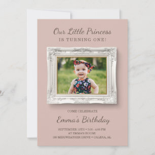 Fancy Frame First Birthday Invitation