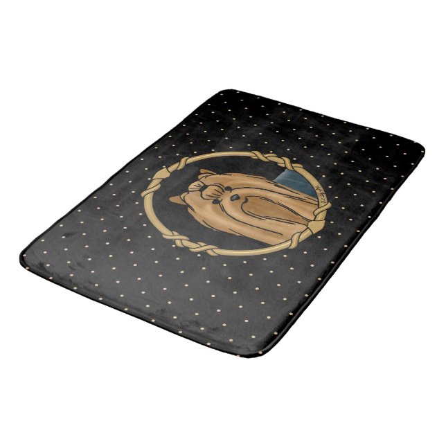 Fancy Frame Yorkshire Terrier Yorkie Portrait Cute Bath Mat (Angled)