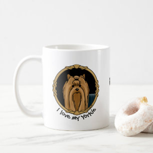 Fancy Frame Yorkshire Terrier Yorkie Portrait Cute Coffee Mug