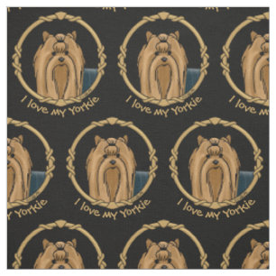 Fancy Frame Yorkshire Terrier (Yorkie) Portrait Fabric