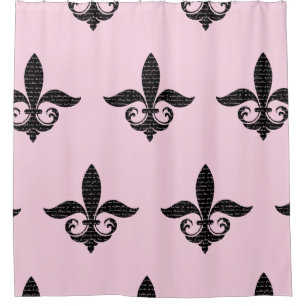 Fancy French Fleur De Lis with French Script Shower Curtain