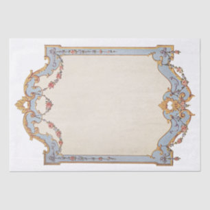 Fancy French Vintage Frame Blue Gold Scroll Rose Tissue Paper